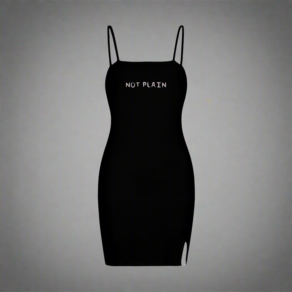 JUST PLAIN JUST JUST BLACK  Split Slide Cami Bodycon Dress