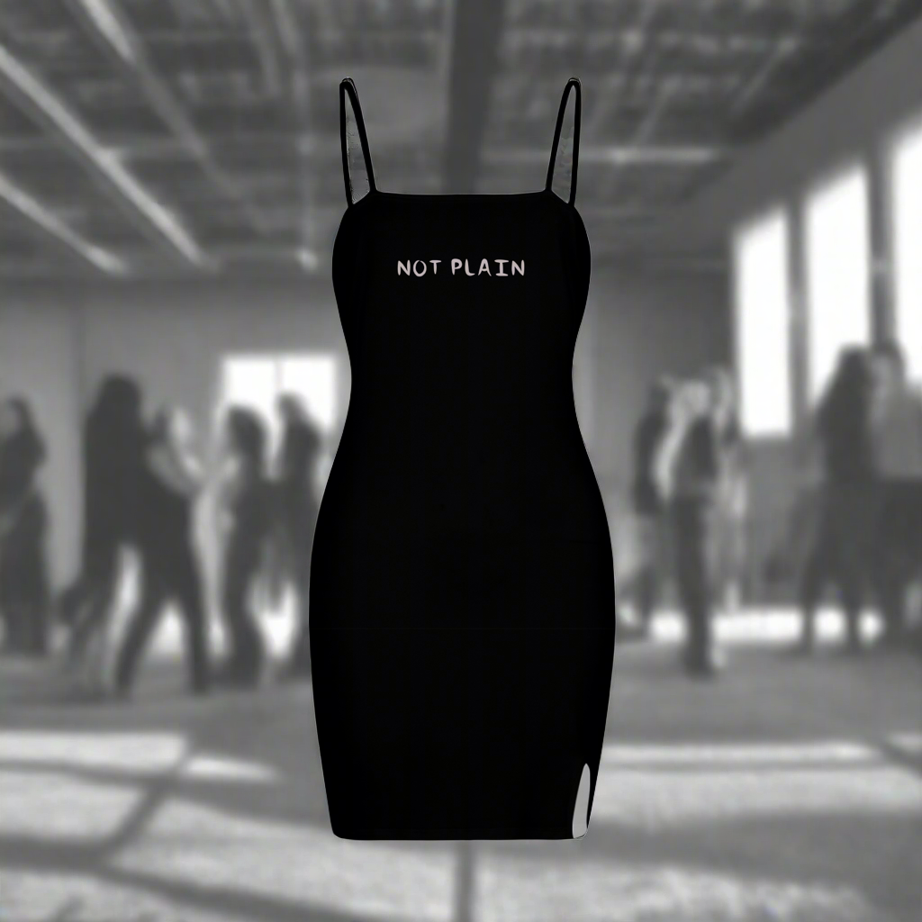 JUST PLAIN JUST JUST BLACK  Split Slide Cami Bodycon Dress