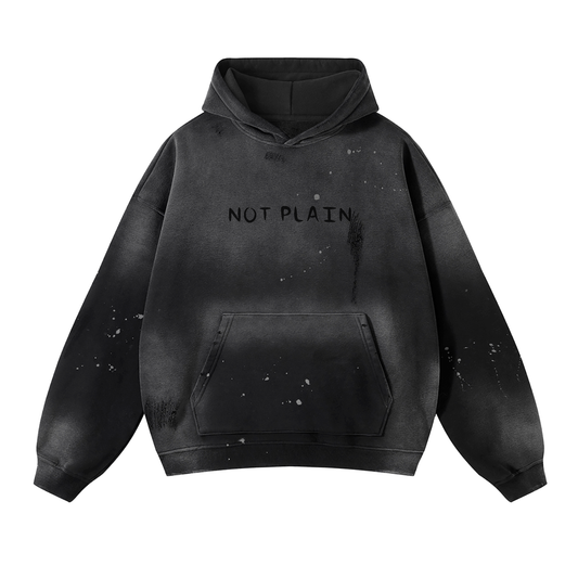 NOT PLAINVintage Wash Frayed Fleece THICK HOODIE