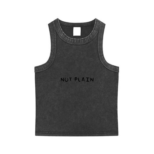 JUST BLACK Not PLAIN Washed Tank Top